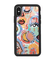 iPhone Xs Suluboya Retro Göz Tasarımlı Glossy Telefon Kılıfı