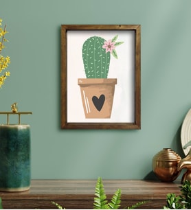 BK Gift Kaktüs Tasarımlı Doğal Masif Ahşap Çerçeveli Tablo 30x40cm-9