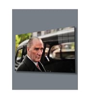 Atatürk Cam Tablo Hediyelik Büyük Tablo Ev Ofis Dekoru (Çok Renkli)