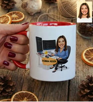 Kişiye Özel Karikatürlü Kadın Yazılım Mühendisi Kupa Bardak Mühendisler Günü Hediyesi