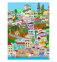 Symi Yunanistan Yunan Tatil Adaları Sanat Tablo Ahşap Poster Dekoratif