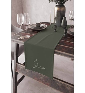 Haki Modern Desenli Premium Masa Örtüsü Runner RNR037