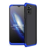 Microsonic Xiaomi Redmi Note 10 Kılıf Double Dip 360 Protective Siyah Mavi