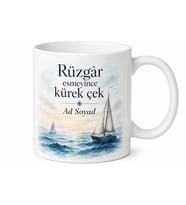 Yelkenli Temalı Tasarım Baskılı Porselen Kupa Bardak Deniz Hediye