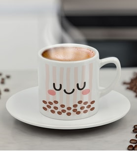 BK Gift Sevimli Yüz Tasarımlı Mini Seramik Türk Kahvesi Fincanı, Renkli Eğlenceli Kahve Fincanı-2