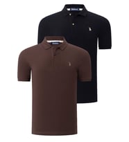 İKİLİ SET T8561 DEWBERRY ERKEK TSHIRT-KAHVE -SİYAH