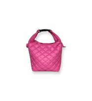 Kapitone Desenli Mini Omuz Çantası, Pembe, Ayarlanabilir Askılı, Klipsli Kapama (Pembe)