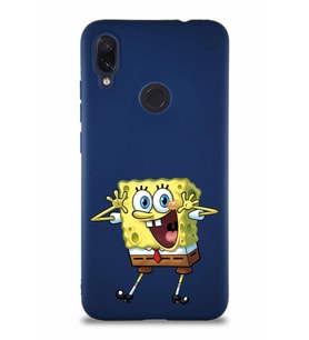Xiaomi Redmi Note 7 Pro Soft Premier Kapak Sünger Bob Tasarımlı Silikon Kılıf - Lacivert (Şeffaf)