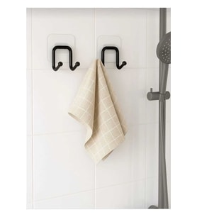 Güçlü Yapışkanlı Çift Kancalı Banyo ve Mutfak Askısı Metal Duvar Askılık Organizeri ( 2 Adet )