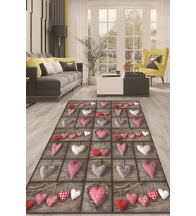 Dijital Kaymaz Taban Yıkanabilir Modern Renkli Salon Halısı Mutfak Halısı Yolluk ND-HT-766 (Çok Renkli)