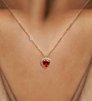 Demas Gold Kadın 14 Ayar Altın Pırlanta Tohumlu Yakut Topaz Rengi Kalp Kolye