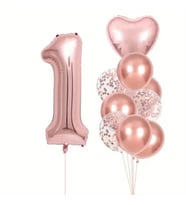 Rose Gold kalpli 1 Yaş Folyo Balon Set