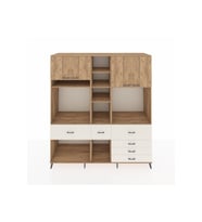 Kronos Dolap 11 Raflı 6 Çekmeceli 4 Kapaklı 220x59x243 Çam-Çam/Aytaşı