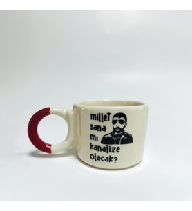 Millet Sana mı Kanalize Olacak? Baskılı Kırmızı Düğüm Fincan (Beyaz)