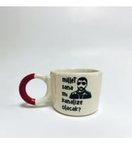 Millet Sana mı Kanalize Olacak? Baskılı Kırmızı Düğüm Fincan (Beyaz)