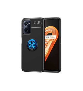 Oppo A76 Uyumlu Kılıf Zore Ravel Silikon Kapak (Siyah-Mavi)