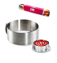 Ayarlanabilir Pasta Kek Kalıbı (10 Lu Krema Sıkma Torbası Hediyeli) / Profesyonel Ayarlı Çember 9 Cm