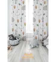Tavşan ve Ayıcık Desenli Baskılı Çocuk ve Bebek Odası Fon Perdesi 2 Kanat - PRD-04