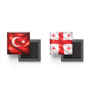 Buzdolap Magnetleri - Gürcistan Bayrağı ve Türk Bayrağı - 2'li Set Magneti