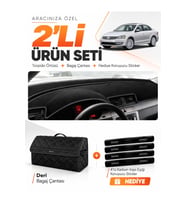 VOLKSWAGEN PASSAT B7 (2010-2015) Uyumlu Torpido Örtüsü + Deri Bagaj Çantası + Sticker Seti - Siyah