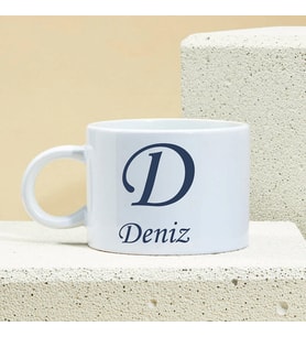 Kişiye Özel Baş Harf Ve İsim Soyisim Tasarımlı Porselen Kupa Nescafe Fincanı