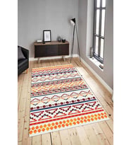 Dijital Baskılı Yıkanabilir Kaymaz Modern Renkli Salon Halısı Mutfak Halısı Yolluk ND-HY-901 (Turuncu)