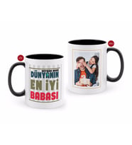 BK Gift Kişiye Özel Babalar Günü Hediyesi Fotoğraflı Siyah Beyaz Kupa Bardak-45