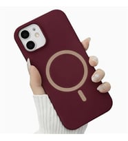 Coverzone iPhone 11 ile Uyumlu Kadife ?� Y�zeyli Premium Silikon K?l?f MagSafe ile Uyumlu Kablosuz ?arj Destekli Darbe Emici Yumu?ak Dokulu Koruma Tasar?ml? Telefon K?l?f? Bordo