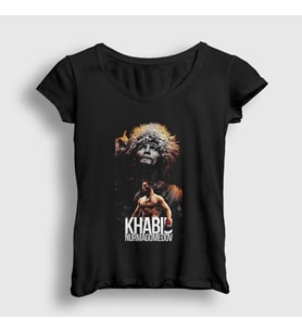 Presmono Kadın Siyah Champion Ufc Khabib Nurmagomedov T-Shirt 310293tt