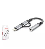 Hadron GJ-026 2-in-1 Ses Dönüştürücü - Type-C & Lightning to 3.5mm Dişi