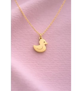 Kişiye Özel 925 Ayar Gümüş Şirin Baby Ördek Figürlü Kolye (Gold)