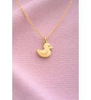 Kişiye Özel 925 Ayar Gümüş Şirin Baby Ördek Figürlü Kolye (Gold)