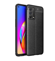 Oppo A74 4G Kılıf Kamera Korumalı Deri Görünümlü Silikon (Siyah)