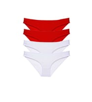 Mulvxbrf Brf02 4 Adet Süper Eko Set Likralı Kadın Slip Külot Kırmızı Beyaz (Mulvix)