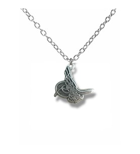 Osmanlı Tuğrası Figürlü Kolye – Gümüş Renk Unisex Zamak Metal Takı - 60 cm Zincir