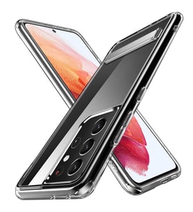Samsung Galaxy S21 Ultra Kılıf Standlı Şeffaf Silikon Kapak (Renksiz)