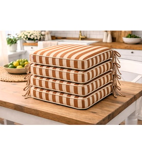 Kahverengi çizgili Sandalye Minderi 40x40x5 cm – Leke Tutmaz Sıvı İtici