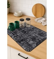 Gri Etnik Microfiber Bulaşık Kurutma Kurulama Matı MM013