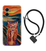 Xiaomi Redmi Note 11E Kılıf Silikon Boyun Askılı İpli Desenli Silikon Tablo Cat 1788