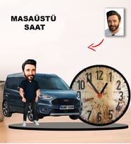 KİŞİYE ÖZEL TASARIMLI ERKEK KARİKATÜR KENDİ ARACINIZ İLE MASAÜSTÜ SAAT GALERİCİ M1