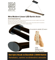 Mira Füme Lineer LED Sarkıt Avize – Kumandalı Dim Edilebilir – Aşağı Işık