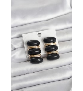Siyah Vintage Model Gold Renk Kadın Küpe 5886 - HPSBYI4884-1127
