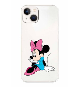Apple iPhone 13 Mini Uyumlu Kamera Korumalı Tıpalı Kapak Minnie Mouse TasarımlıŞeffaf Kılıf