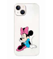 Apple iPhone 13 Mini Uyumlu Kamera Korumalı Tıpalı Kapak Minnie Mouse TasarımlıŞeffaf Kılıf