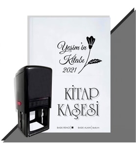 Kişiye Özel Çiçek Buketi 12 2021 Otomatik Kitap Kaşesi (Siyah)
