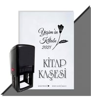 Kişiye Özel Çiçek Buketi 12 2021 Otomatik Kitap Kaşesi (Siyah)