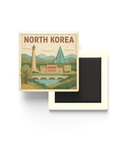 Kuzey Kore - North Korea - Paper Cut Art - Baskılı Buzdolap Magneti Kare - 9x9 cm