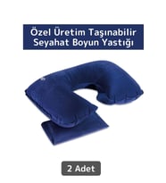 Premium Yüksek Kaliteli Portable Şişirilebilir Taşınabilir Yolcu Seyahat Ense Boyun Yastığı 2 Adet (Standart)