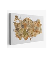 Türkiye Haritası Kanvas Tablo İl ve İlçeli Ayrıntılı Eğitici  Tablo 3048