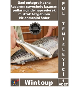 #PulKazıyıcı Paslanmaz Çelik Hazneli Ergonomik Mutfak Profesyonel Pratik Balık Pulu Kazıyıcı Aparat